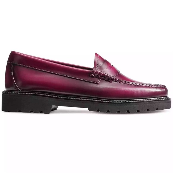 G.H.BASS Women's Plum Leather Whitney Candy Lug Weejun Loafer Flats - Plum - 8 - Picture 6 of 6